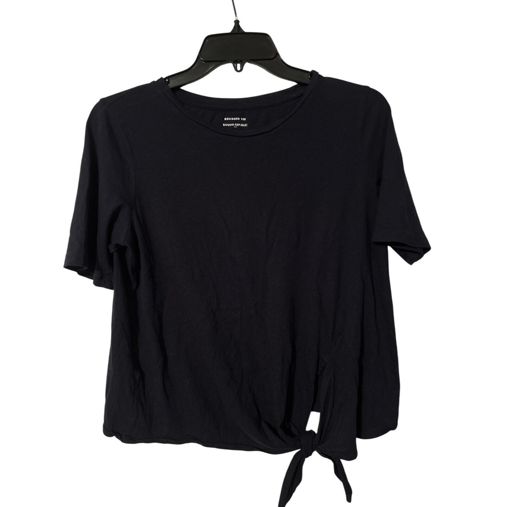Banana Republic Women's Designer Tee Asymmetrical Tie Knot Size small Navy Blue